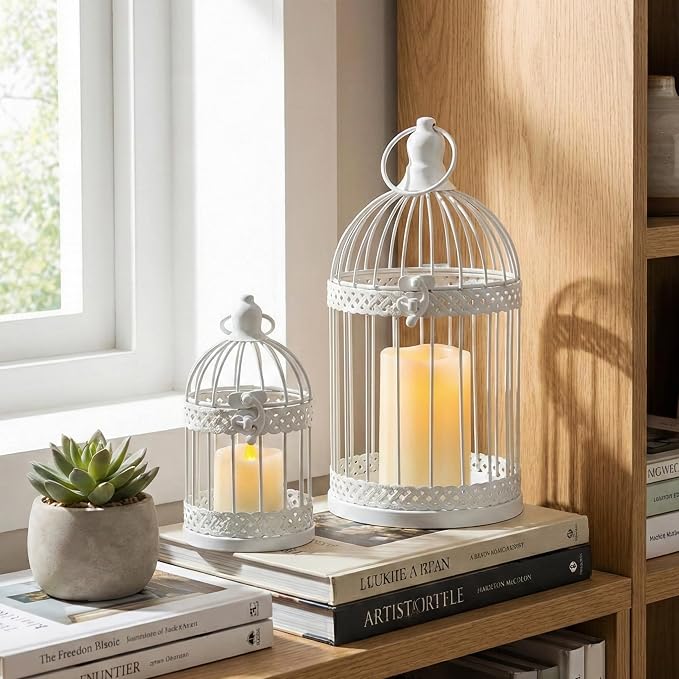 Vela Lanterns Bird Cage Decor Candle Holder Lantern Decorative Wedding Table - Image 9