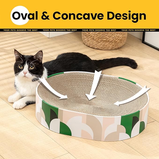 Cat Scratcher Cardboard, 2 in 1 Oval Cat Scratch Pad Bowl - Image 3
