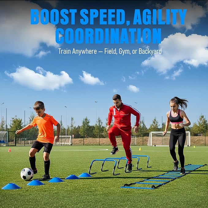 Agility Ladder, Soccer Football Training Equipment Set - 20ft Speed Ladder - Image 3