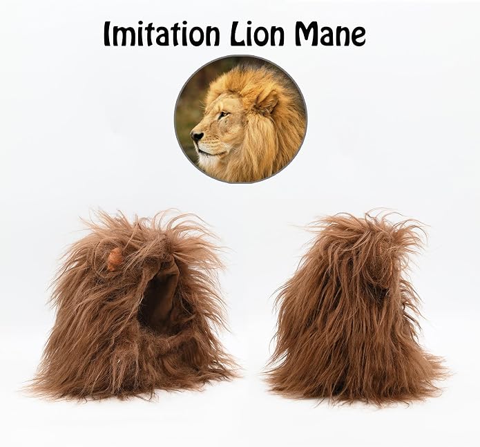 Onmygogo Lion Mane Wig for Cats and Dogs, Funny Pet Cat Costumes for Halloween - Image 3