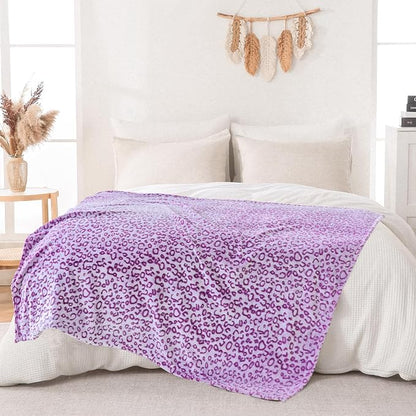 Bnuitland Purple Leopard Print Flannel Throw Blanket, 300 GSM Double Sided - Image 4