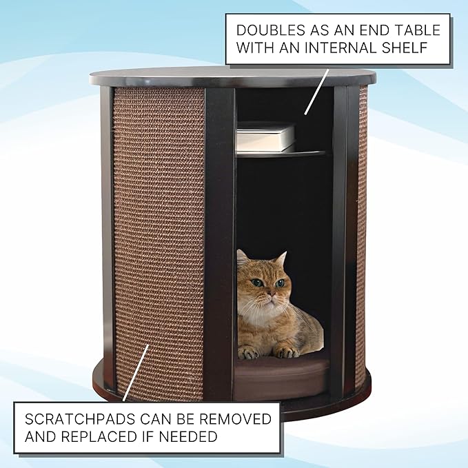The Refined Feline Purrrrfect End Table Cat Bed Cave in Black Espresso - Image 2
