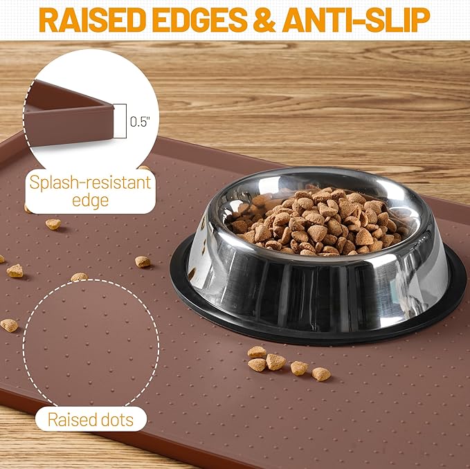 Hubulk Dog Feeding Mat, 100% Waterproof Food Grade Silicone Pet Food and Water - Image 3
