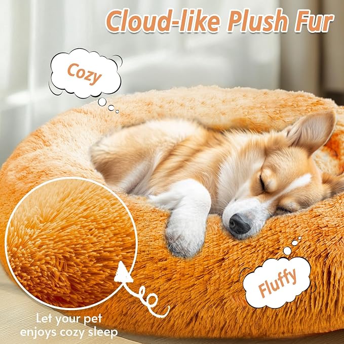 JOLLYVOGUE Calming Dog Bed Medium Size Dog, Anti-Anxiety Donut Medium Pet Bed - Image 2