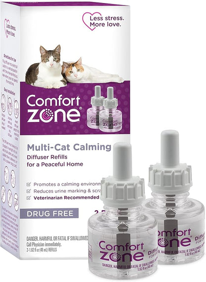 COMFORT ZONE Multi Cat Calming Diffuser Refill, 2 Pack – Cat Calming Pheromone by ComfortZone