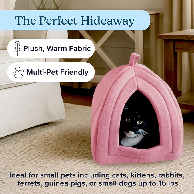 Cat House Indoor Cat Bed with Removable Foam Cushion, Plush Cat Tent Bed - Image 2