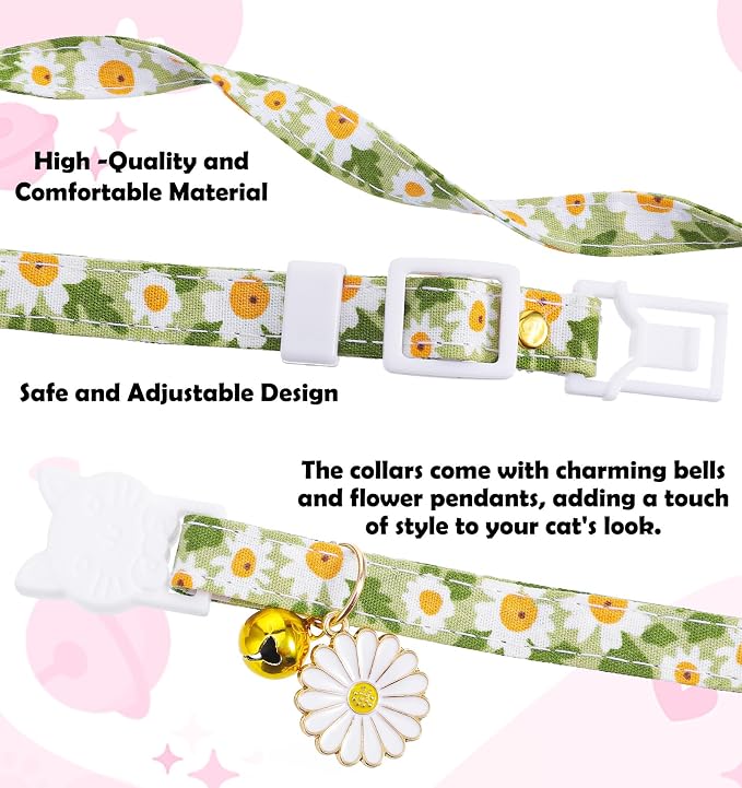 2 Pack Cat Collar Breakaway, Daisy Collar - Image 5