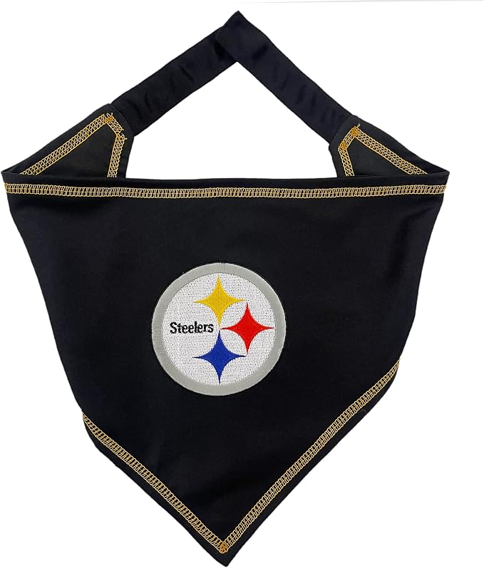 Pets First NFL Pittsburgh Steelers TIE Bandana, Small/Medium. Dog Bandana Scarf by PETSFIRST