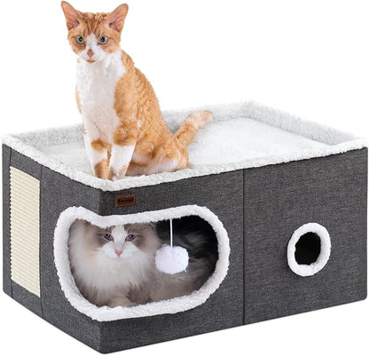 Cat Bed for Indoor Cats Cube House, Covered Cat Cave Beds & Furniture by Garnpet