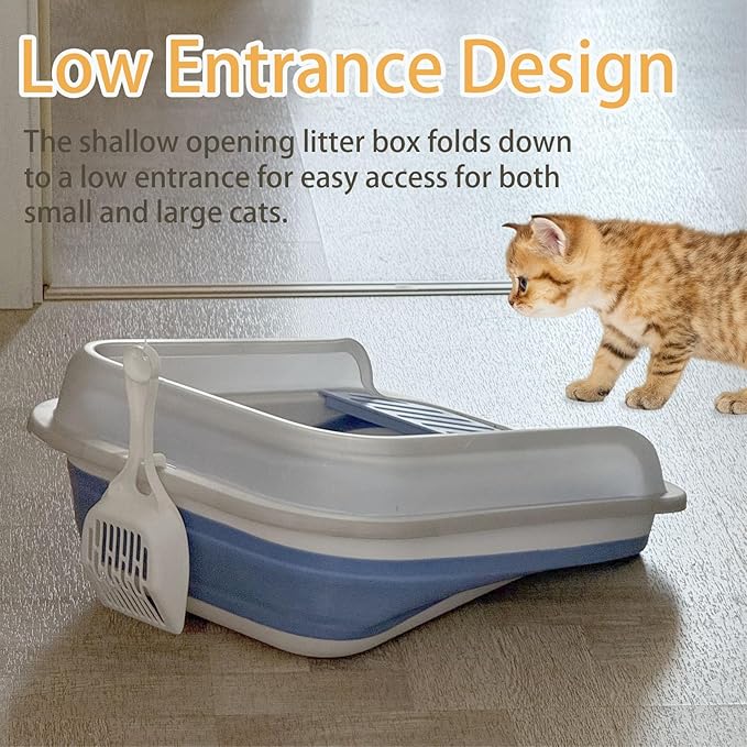 Collapsible Kitten Litter Box, Open Small Cat Litter Box - Image 5