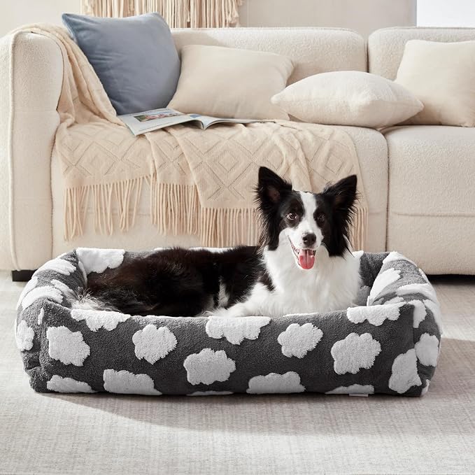JOEJOY Cute Dog Bed Medium Size Dog, Rectangle Soft Furry Dog Beds by JOEJOY