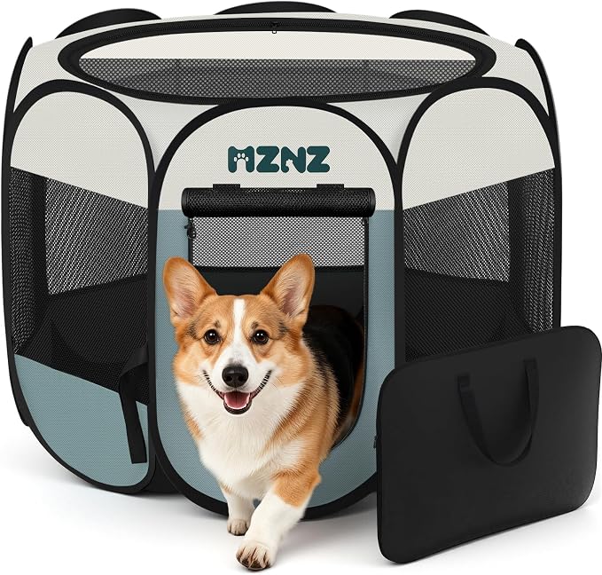 Dog Playpen, Portable Puppy Pet Crate Indoors by MZNZ