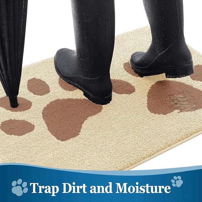 Buganda Dog Door Mat for Muddy Paws, Absorbent Dirt Trapper Washable Indoor - Image 3