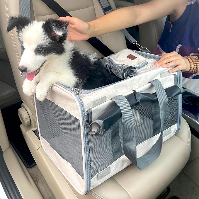 Cat Carriers Soft Grey Small Dog Carrier Airline Approved, Pets Travel Bag - Image 6