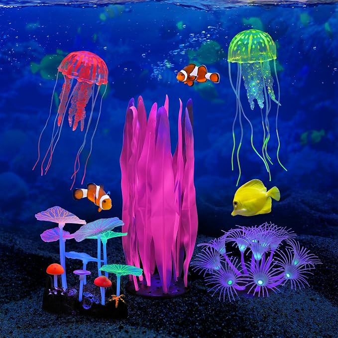 Lpraer 5 Pack Glow Aquarium Decorations Kelp Coral Mushroom Sun Flower - Image 4