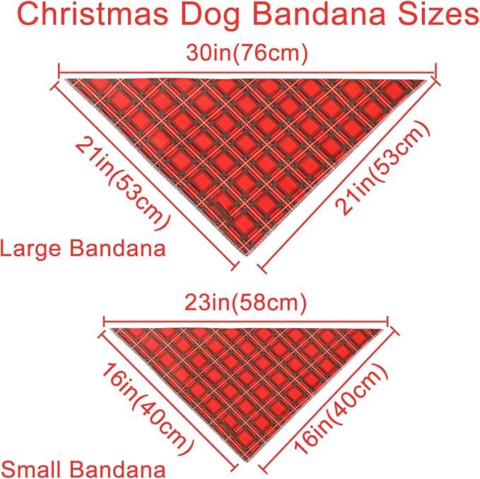Christmas Dog Bandana, Christmas Red Plaid Man Triangle Bid Scarf - Image 4
