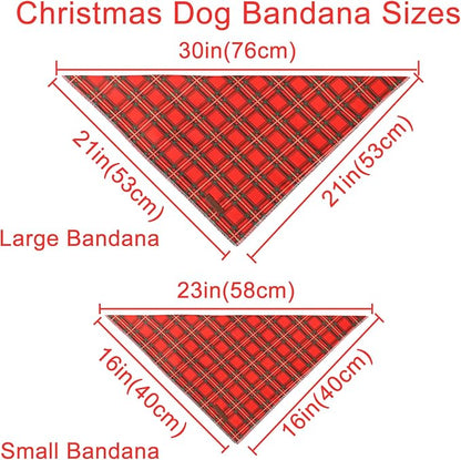 Christmas Dog Bandana, Christmas Red Plaid Man Triangle Bid Scarf - Image 4