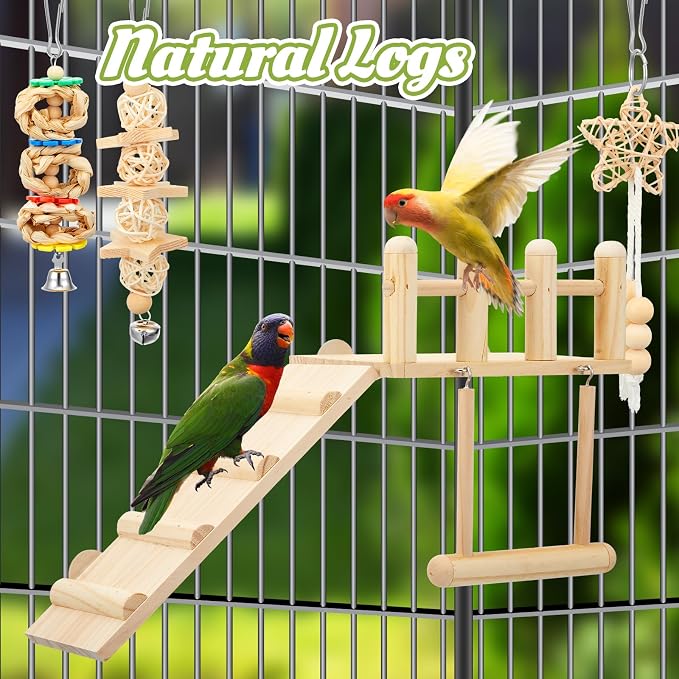 10 Pcs Bird Toys for Parakeets Cage Accessories Parrot Swing Toys and Wooden - Image 4