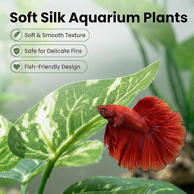 10-Pack Betta Fish Tank Decorations Silk Aquarium Plants - Image 3