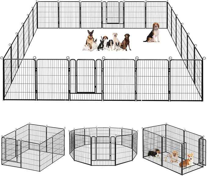Dog Playpen, 32inch 20 Panels Outdoor Dog Fence Indoor Dog Pen Anti-Rust Pet by Jhsomdr