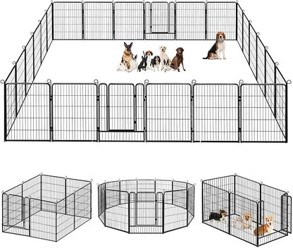 Dog Playpen, 32inch 20 Panels Outdoor Dog Fence Indoor Dog Pen Anti-Rust Pet by Jhsomdr