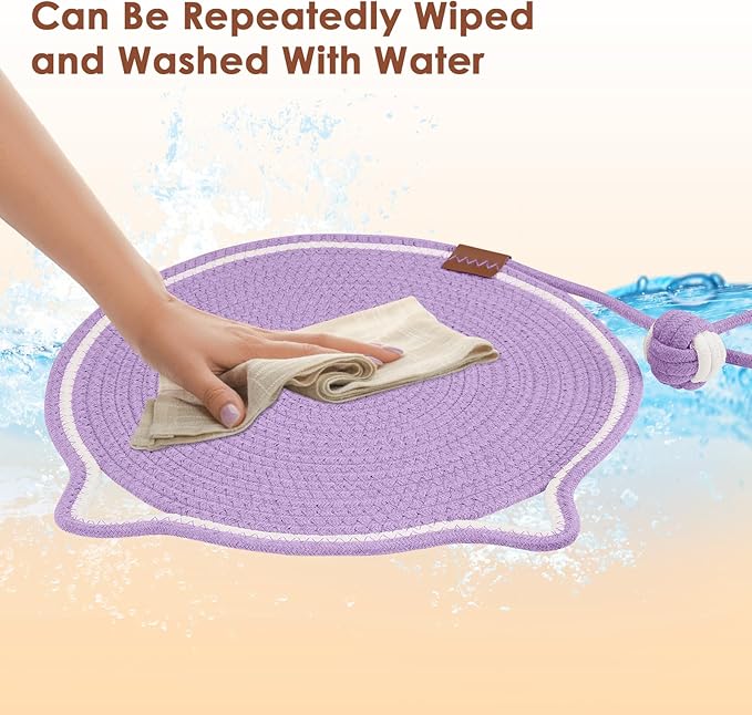 Cat Scratcher Mat, Natural Cotton Rope Cat Scratch Pad, 15.7'' Round Horizontal - Image 5