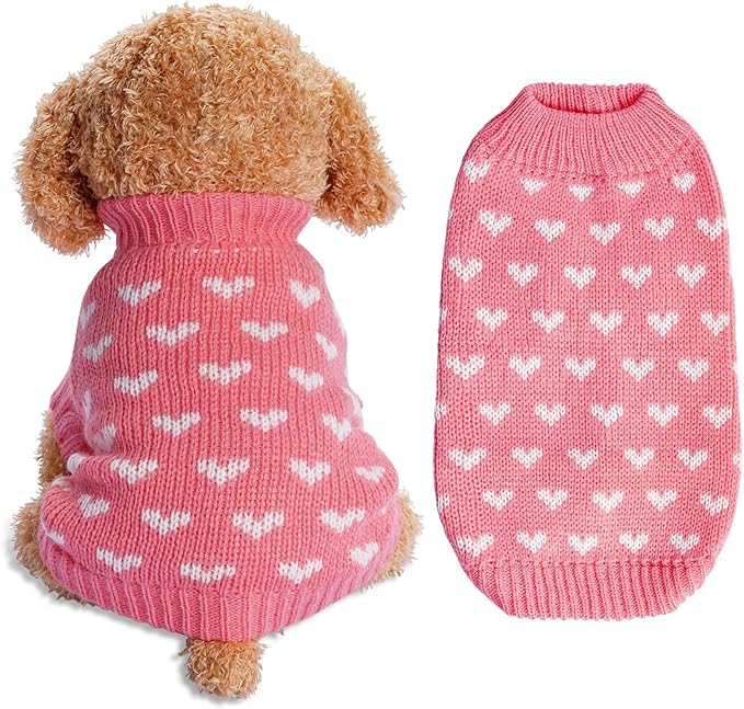 Dxhycc Dog Knitted Sweater Dog Heart Sweater Puppy Sweater Warm Soft Pet by Dxhycc