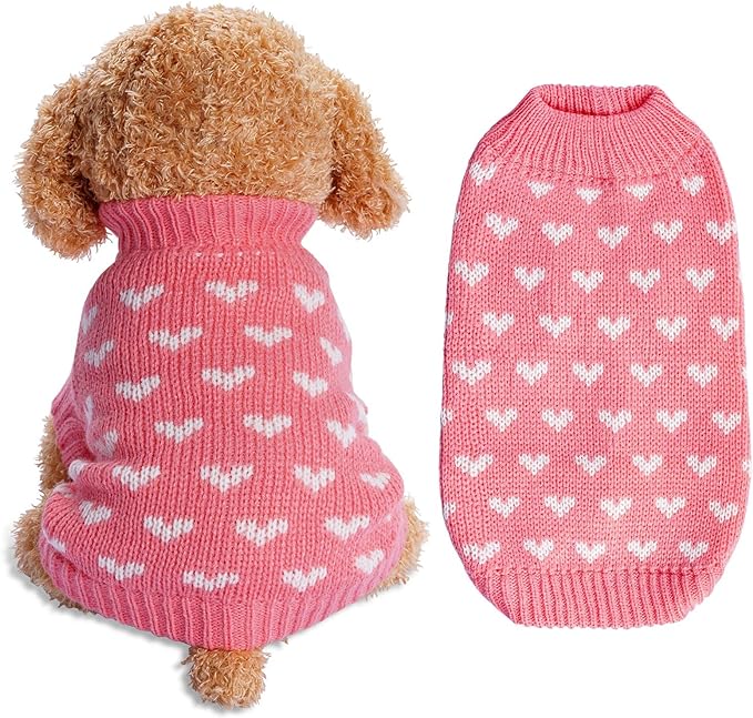 Dxhycc Dog Knitted Sweater Dog Heart Sweater Puppy Sweater Warm Soft Pet by Dxhycc