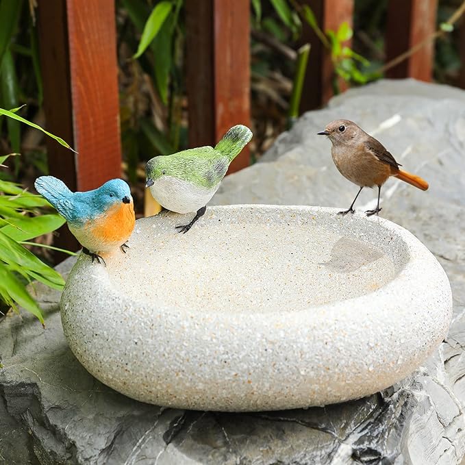 MUMTOP Bird Baths for Outdoors, Antique Outdoor Garden Bird Bath Resin Birdbath - Image 4