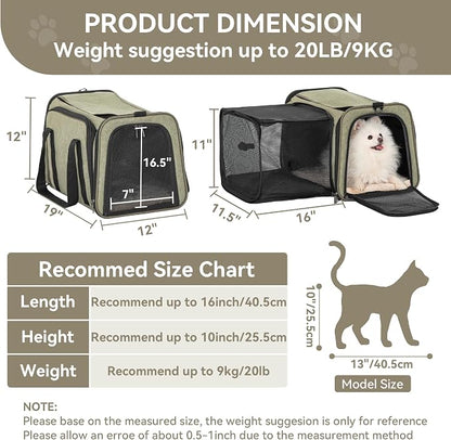 Petsfit 19"X12" X12" Expandable Pet Carrier, Square Expansion Reduces Pet - Image 3