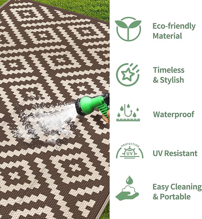 GENIMO Outdoor Rug for Patio Clearance, Reversible Plastic Straw Rugs for RV - Image 5