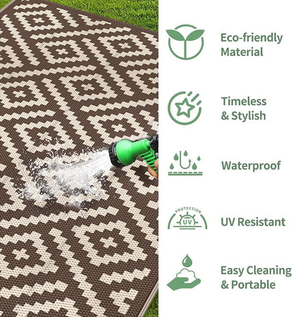GENIMO Outdoor Rug for Patio Clearance, Reversible Plastic Straw Rugs for RV - Image 5