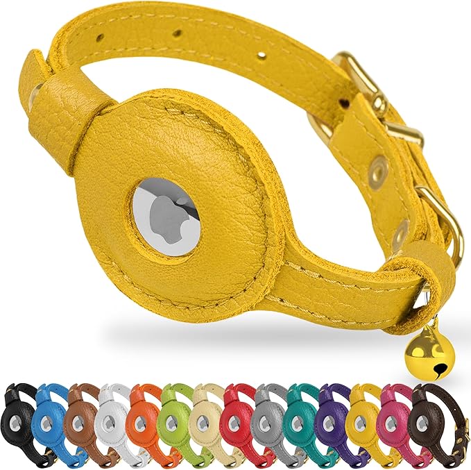OOPSDOGGY Leather AirTag Cat Collar by OOPSDOGGY