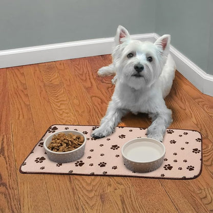 Kitchen Basics Microfiber Pet Bowl Feeding Mat, Anti-Skid and Absorbent - Image 5