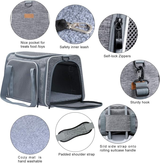 Cat Carrier - Portable Foldable Dog Pet Carrier, Soft-Sided Pet Bag up to 15 Lbs - Image 4