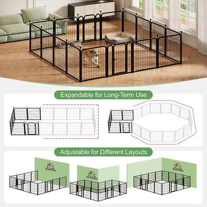 Dog Playpen for Indoor & Outdoor, 24 inch 8 Panels Metal Puppy Playpen for - Image 3