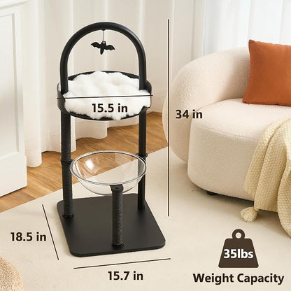 Modern Cat Tree Tower for Indoor Cats up to 12lbs, Wood Cat Bed - Image 7