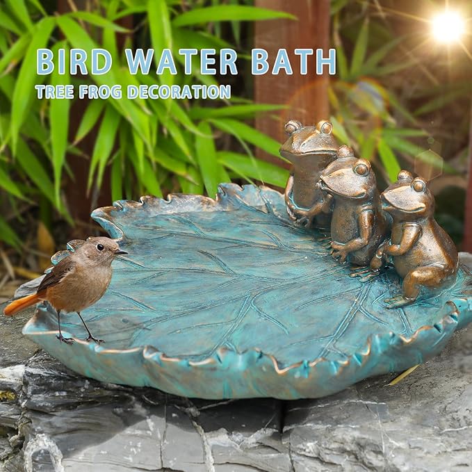 MUMTOP Bird Baths for Outdoors, Antique Outdoor Garden Bird Bath Resin Birdbath - Image 2