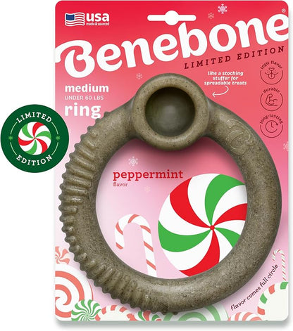 Benebone Peppermint Ring – Limited Edition Holiday Flavor, Durable Chew Toy by Benebone
