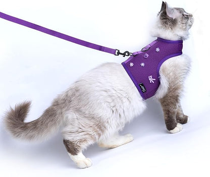 Kitty Harness and Leash for Walking Escape Proof Breathable Mesh Fabric by Yizhi+Miaow