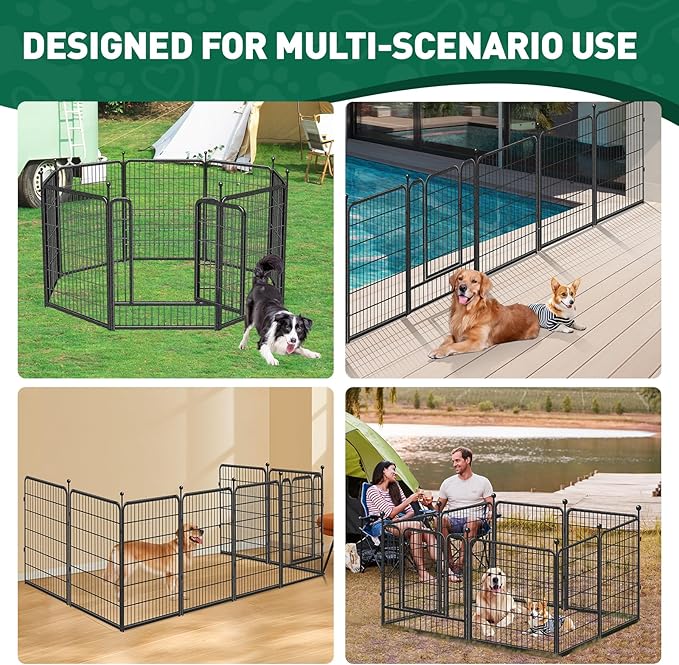 Dog Playpen Outdoor, 8 Panels 40" High Heavy Duty Metal Dog Pen, Pet Fence - Image 6