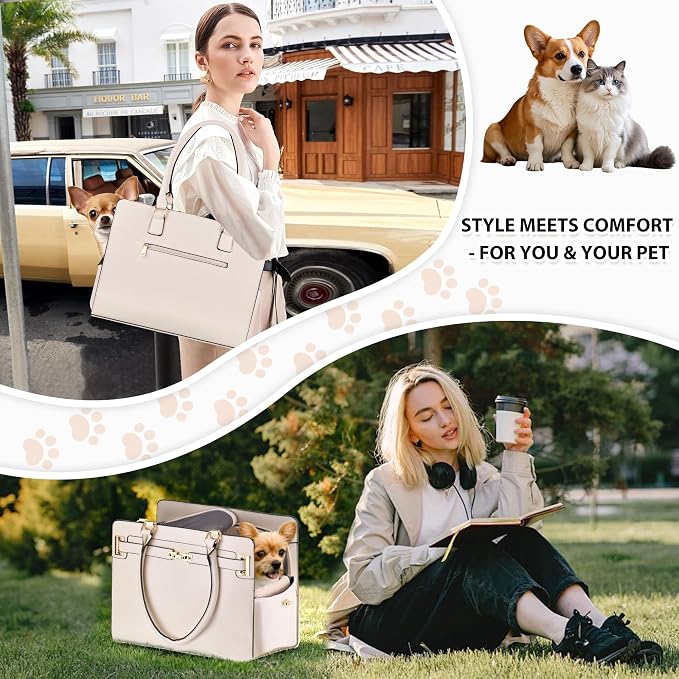 Dog Purse Carrier for Small Dogs, Stylish Foldable Pet Carrier Purse Tote Bag - Image 7