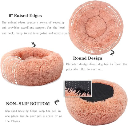 Calming Donut Dogs Beds for Small Dogs Washable, 19inch Fluffy Round Puppy Bed - Image 4