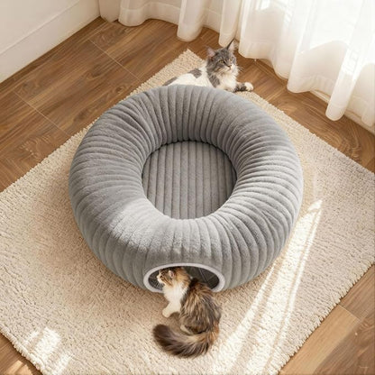 Cat Tunnel Bed for Indoor Cats, Peekaboo Cat Cave Bed, Soft Cat Donut Tunnel - Image 8