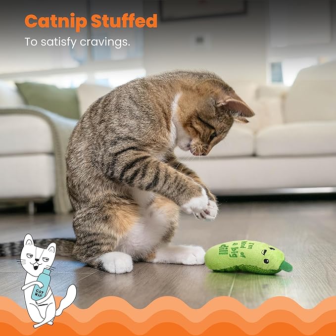 Catstages Crunchy Pickle Kicker Cat Toy – Plush Crinkle Toy - Image 4