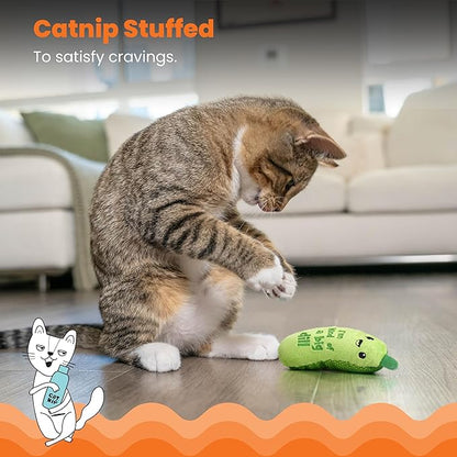 Catstages Crunchy Pickle Kicker Cat Toy – Plush Crinkle Toy - Image 4