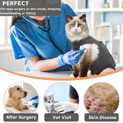 Cat Recovery Suit for Spay Abdominal Wounds, Kitten Onesie Bodysuit for Cats - Image 7