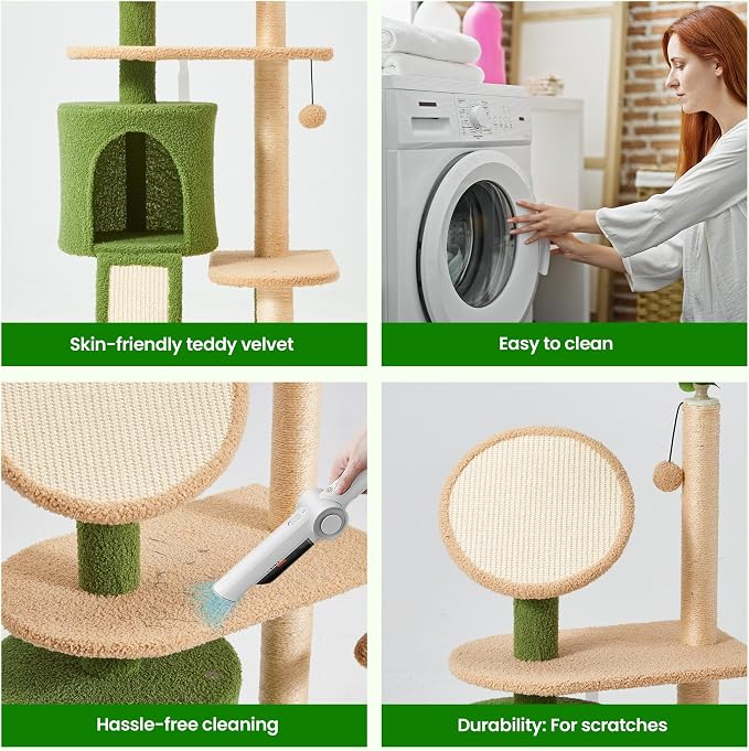 Erinnyees 57" Coconut Cat Tree for Indoor Cats, Spacious Platform, - Image 5