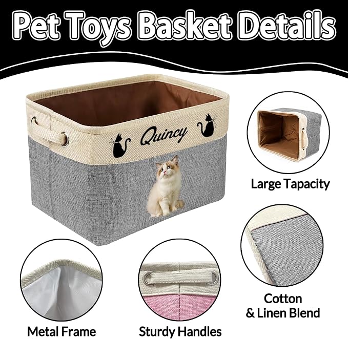 Personalized Dog Toy Storage Basket Custom Dog Name Photo Cat Pet's Gift - Image 4