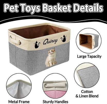 Personalized Dog Toy Storage Basket Custom Dog Name Photo Cat Pet's Gift - Image 4